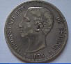 5 Pesetas Spain 1875 KM# 671